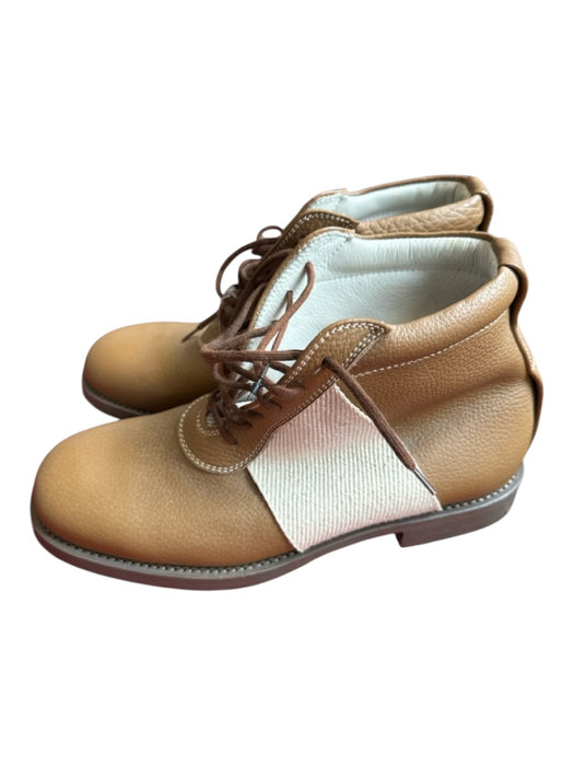 Fausto Santini Shoe Size 38 Tan & cream Leather Laces small heel Booties Tan & cream / 38