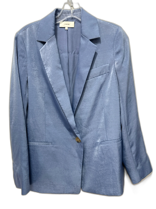 Vince Size 2 Periwinkle Blue Polyester Satin Single Breasted Blazer Jacket Periwinkle Blue / 2