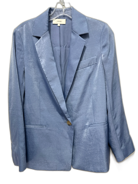 Vince Size 2 Periwinkle Blue Polyester Satin Single Breasted Blazer Jacket Periwinkle Blue / 2