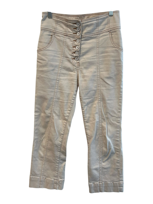 Ulla Johnson Size Est XS Beige Cotton Blend High Waist Button Fly Pockets Pants Beige / Est XS