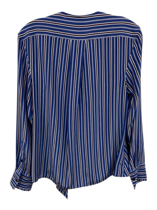Rag & Bone Size XS Blue Multi Silk Striped V Neck Wrap Front Long Sleeve Top Blue Multi / XS