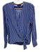 Rag & Bone Size XS Blue Multi Silk Striped V Neck Wrap Front Long Sleeve Top Blue Multi / XS