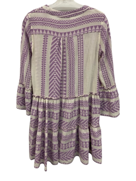 Devotion Twins Size XS Purple & White Cotton Blend V Neck Printed Dress Purple & White / XS