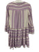 Devotion Twins Size XS Purple & White Cotton Blend V Neck Printed Dress Purple & White / XS
