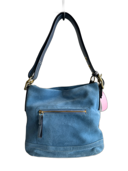 Coach Teal Leather Suede Tassle Chain Shoulder Bag Gold Hardware Bag Teal / Small