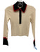 Alice + Olivia Size XS Cream, Red & Black No Fabric Tag Ribbed 1/4 Button Top Cream, Red & Black / XS