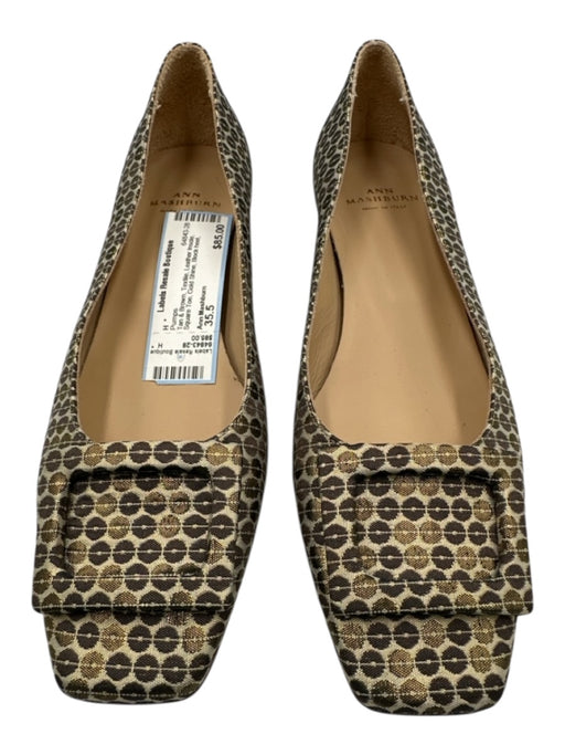 Ann Mashburn Shoe Size 35.5 Tan & Brown Textile Leather Insole Square Toe Pumps Tan & Brown / 35.5