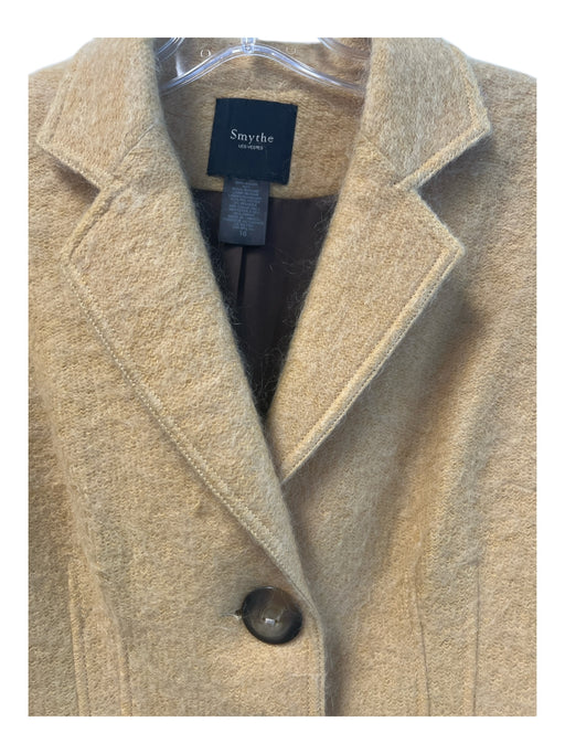 Smythe Size 10 Yellow Nylon & Wool Long Sleeve Button Front Shoulder Pads Jacket Yellow / 10