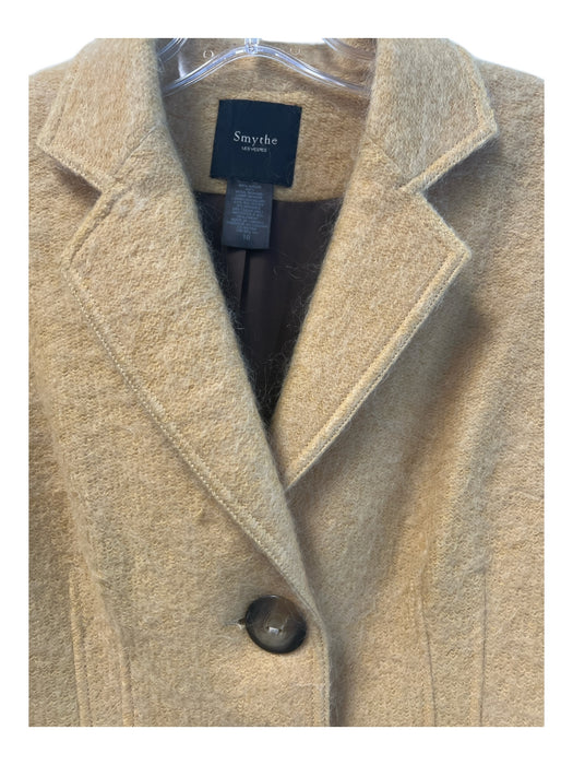 Smythe Size 10 Yellow Nylon & Wool Long Sleeve Button Front Shoulder Pads Jacket Yellow / 10