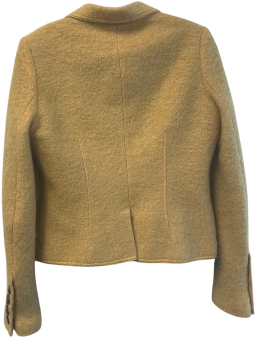 Smythe Size 10 Yellow Nylon & Wool Long Sleeve Button Front Shoulder Pads Jacket Yellow / 10