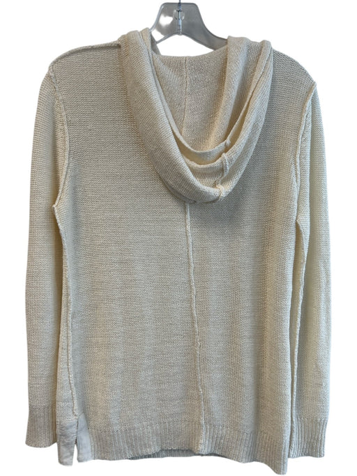 Brochu Walker Size S Cream Linen Knit Long Sleeve Hood Kangaroo Pocket Top Cream / S