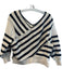 We The Free Size XS Black & White Cotton Knit Striped V Neck & Back Sweater Black & White / XS