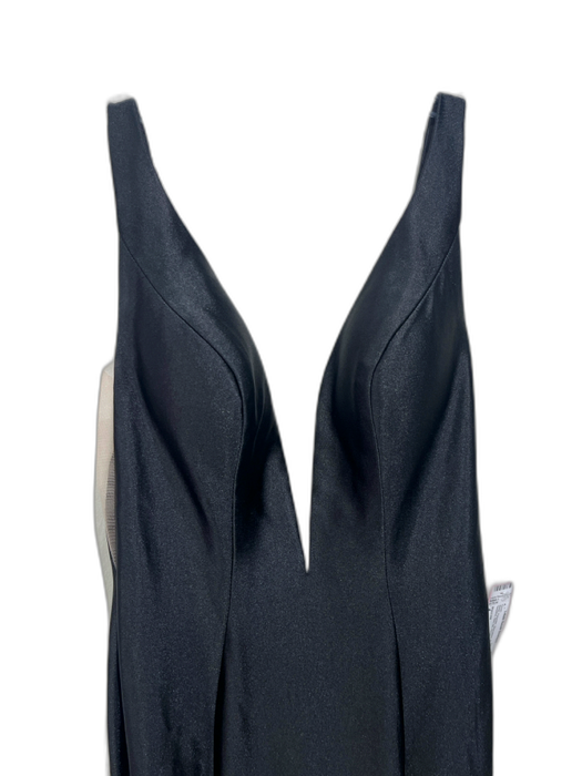 Sherri Hill Size 4 Black Polyester Sleeveless Plunge Neckline Side Slit Gown Black / 4