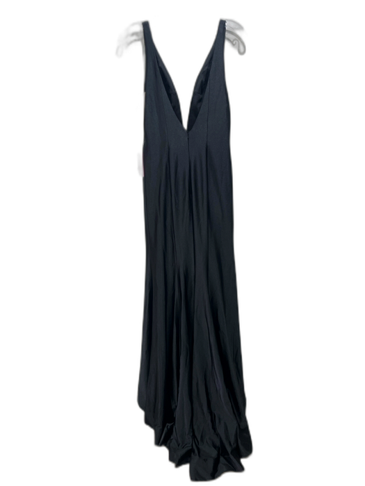 Sherri Hill Size 4 Black Polyester Sleeveless Plunge Neckline Side Slit Gown Black / 4