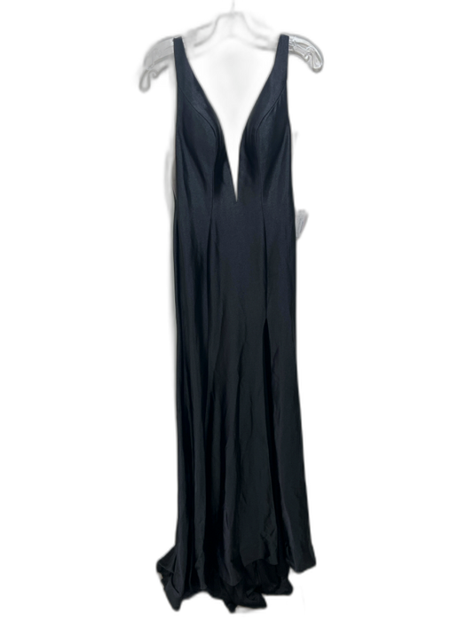 Sherri Hill Size 4 Black Polyester Sleeveless Plunge Neckline Side Slit Gown Black / 4