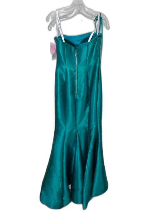 Sherri Hill Size 6 Teal Green Polyester Strapless Cupped Side Slit Gown Teal Green / 6