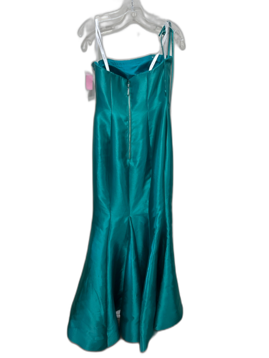 Sherri Hill Size 6 Teal Green Polyester Strapless Cupped Side Slit Gown Teal Green / 6