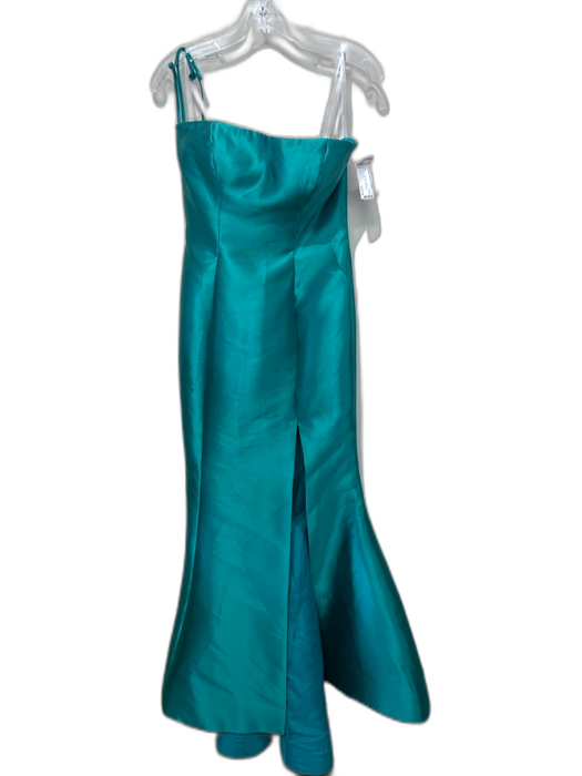 Sherri Hill Size 6 Teal Green Polyester Strapless Cupped Side Slit Gown Teal Green / 6