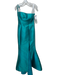 Sherri Hill Size 6 Teal Green Polyester Strapless Cupped Side Slit Gown Teal Green / 6