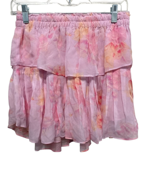 Loveshackfancy Size M Pink & Multi Viscose Elastic Waist chiffon Tiered Skirt Pink & Multi / M