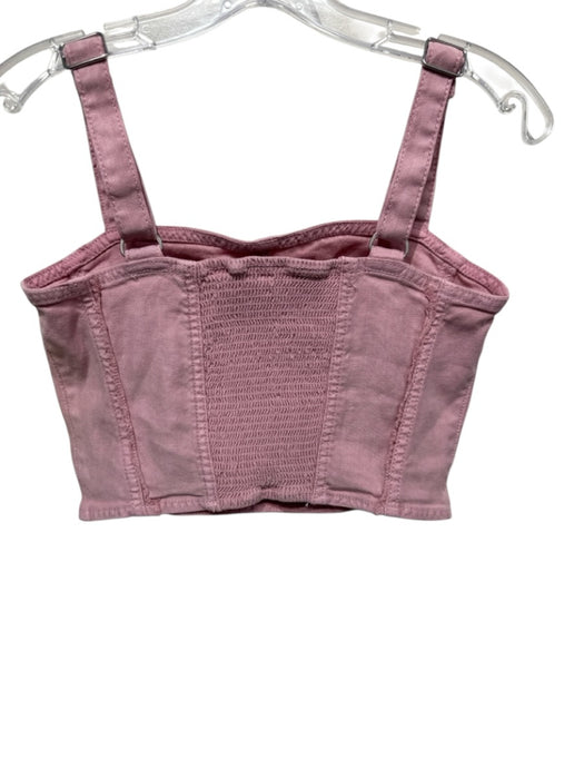 Hudson Size XS Dusty Pink Linen Blend Adjustable Strap Smocked Back Crop Top Dusty Pink / XS