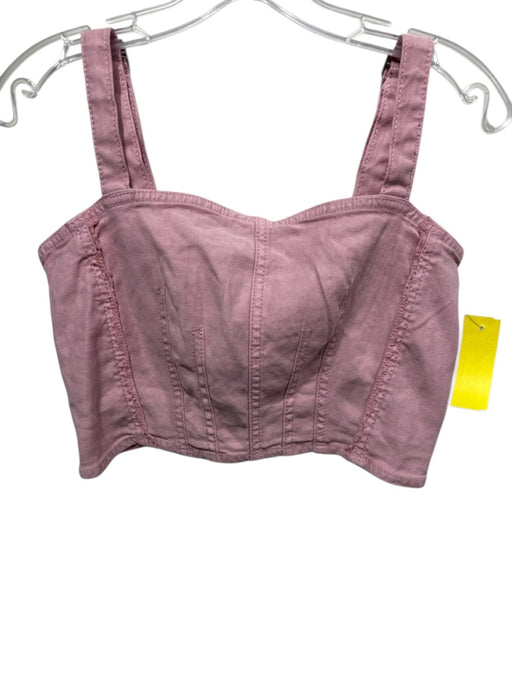 Hudson Size XS Dusty Pink Linen Blend Adjustable Strap Smocked Back Crop Top Dusty Pink / XS