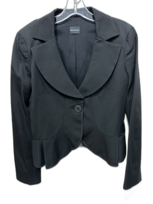 Pennyblack Size 8 Black Acetate & Wool Single Breasted Flounce Hem Blazer Jacket Black / 8