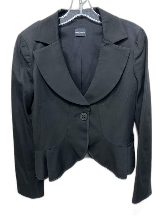 Pennyblack Size 8 Black Acetate & Wool Single Breasted Flounce Hem Blazer Jacket Black / 8