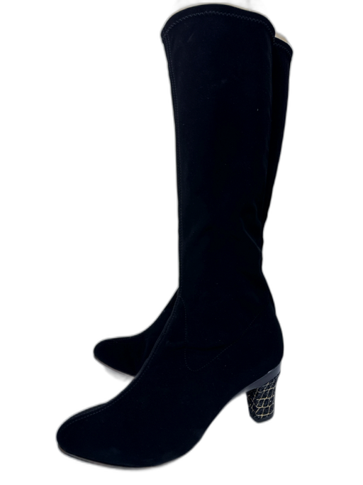 Tanya Heath Shoe Size 41 Black Faux Suede Glitter Knee High Boots Black / 41