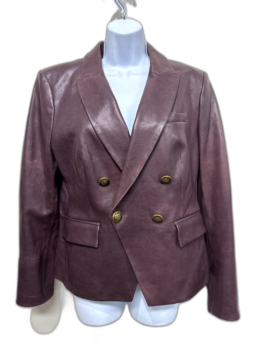Veronica Beard Size 10 Reddish Brown Lamb leather Long Sleeve Blazer Jacket Reddish Brown / 10