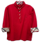Burberry London Size 46 / M Red Cotton Blend Pique Nova Check Trim Polo Top Red / 46 / M