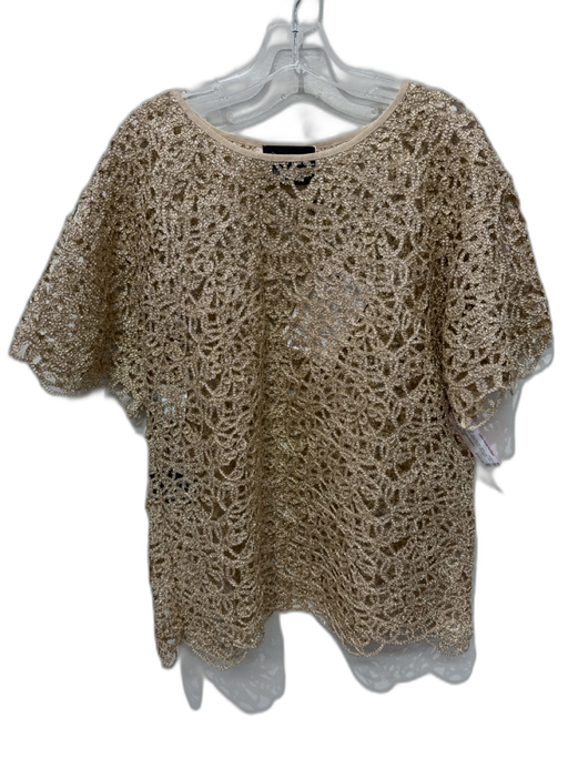 Boutique Moschino Size 12 Gold Polyester Micro Chain open work short sleeve Top Gold / 12