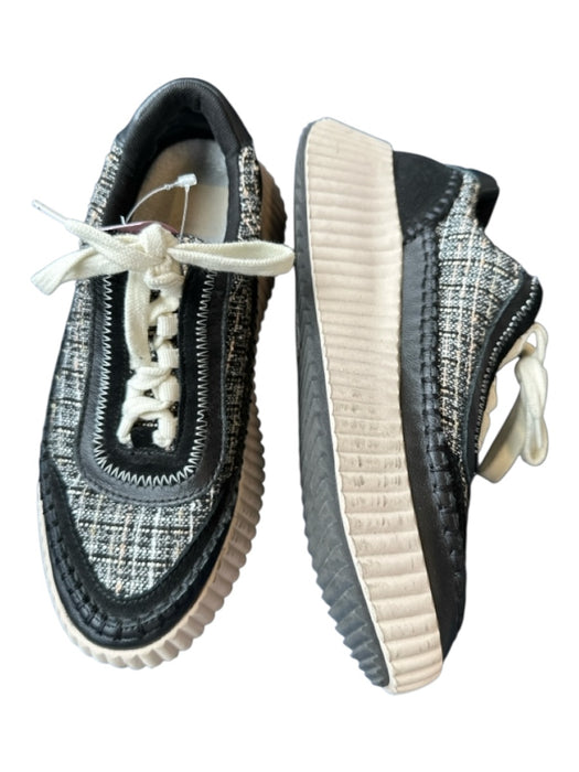Dolce Vita Shoe Size 7.5 Black & Cream Canvas Platform Tweed Athletic Sneakers Black & Cream / 7.5