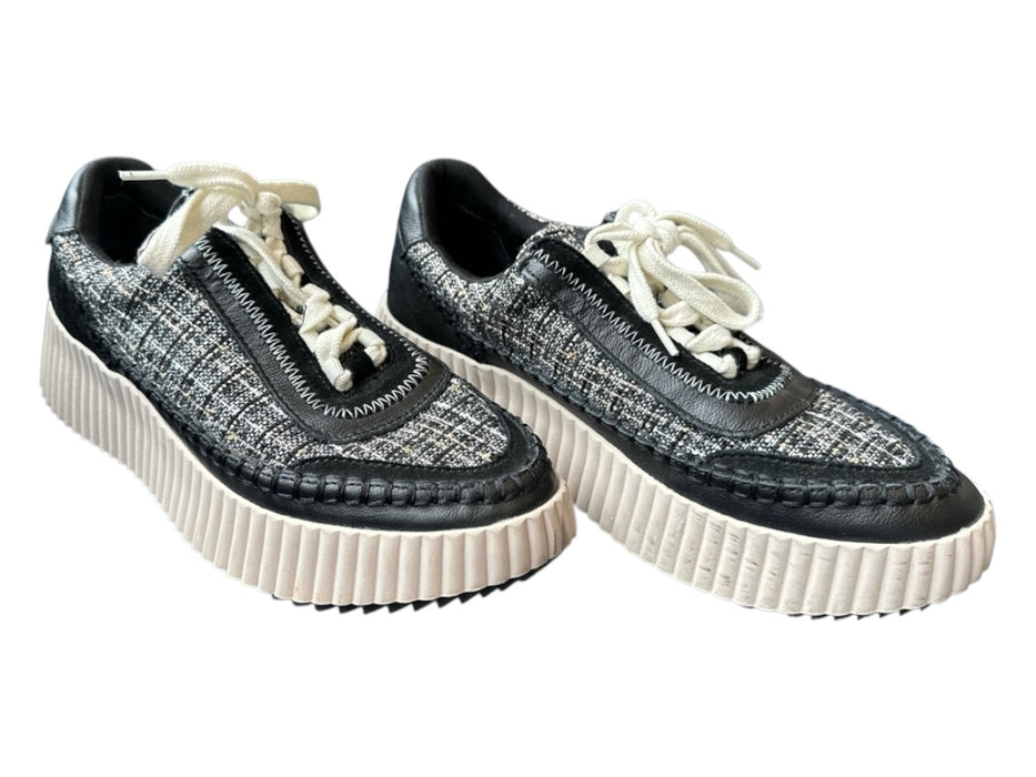 Dolce Vita Shoe Size 7.5 Black & Cream Canvas Platform Tweed Athletic Sneakers Black & Cream / 7.5