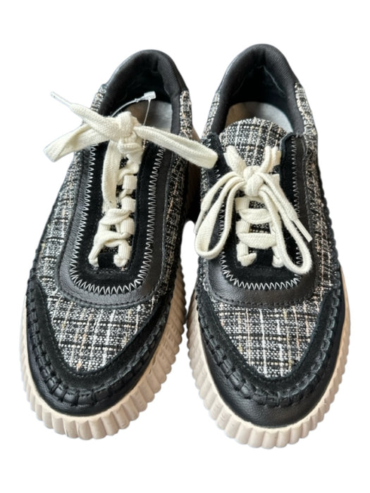 Dolce Vita Shoe Size 7.5 Black & Cream Canvas Platform Tweed Athletic Sneakers Black & Cream / 7.5