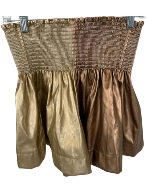 Queen of Sparkles Size M Bronze & Gold Vegan Leather Smocked Color Block Shorts Bronze & Gold / M