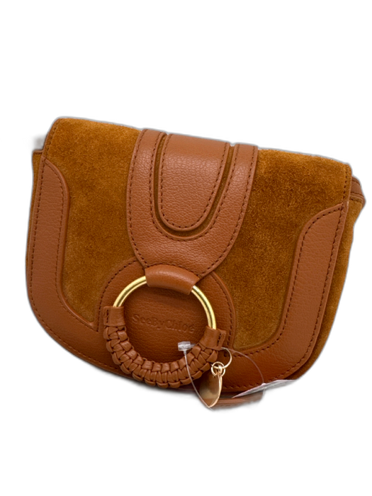 See By Chloe Brown Leather Gold Tone Hardware Magnetic Snap Flap Top Bag Brown