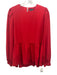 Pomander Place Size S Red Polyester Long Sleeve Button Back Peplum Top Red / S