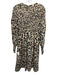 English Factory Size S Tan, Black & Orange Polyester Long Sleeve Leopard Dress Tan, Black & Orange / S