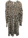 English Factory Size S Tan, Black & Orange Polyester Long Sleeve Leopard Dress Tan, Black & Orange / S