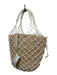 J Crew Tan & White Raffia & Canvas Net Drawstring handbag Bag Tan & White / Small