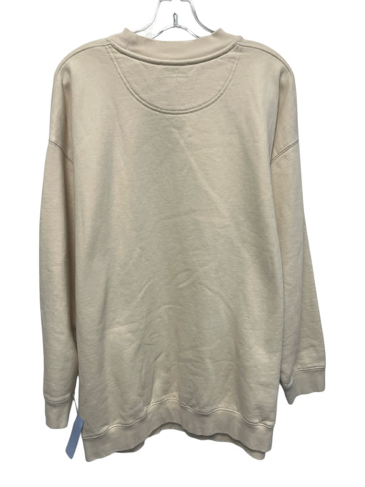 Anine Bing Size Medium Cream White Cotton Long Sleeve Logo Boucle Sweater Cream White / Medium