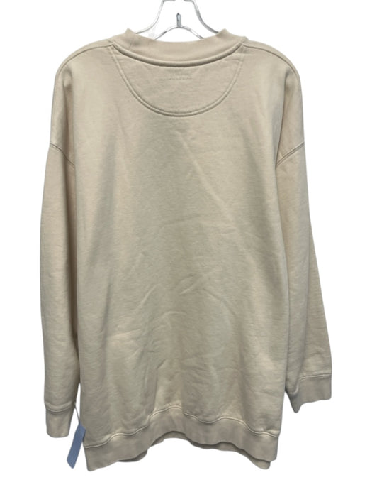Anine Bing Size Medium Cream White Cotton Long Sleeve Logo Boucle Sweater Cream White / Medium