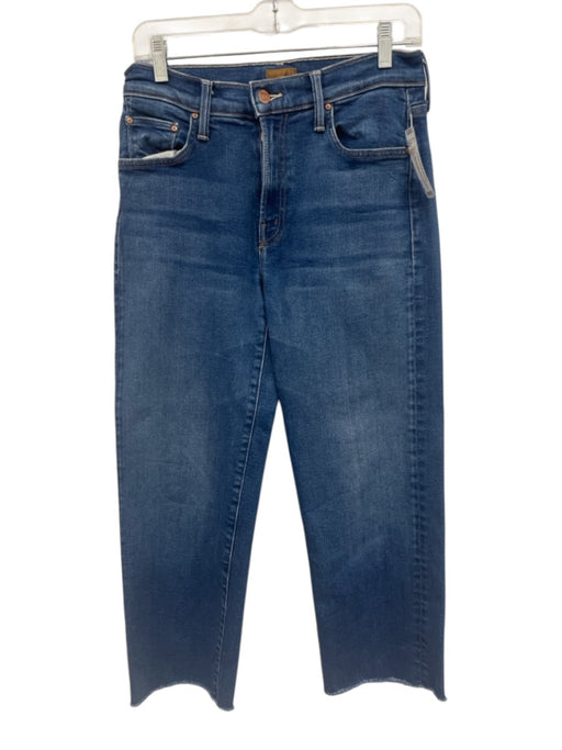 Mother Size 27 Dark Wash Cotton Denim Mid Rise Whiskering Faded Jeans Dark Wash / 27