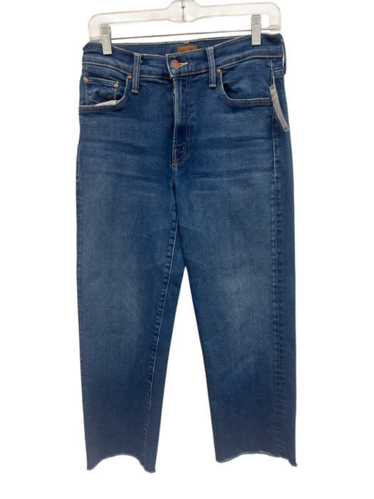Mother Size 27 Dark Wash Cotton Denim Mid Rise Whiskering Faded Jeans Dark Wash / 27