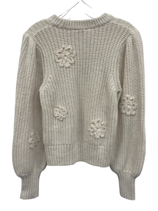 Rails Size Small White Cotton Long Sleeve Floral Crochet Knit Chunky Sweater White / Small