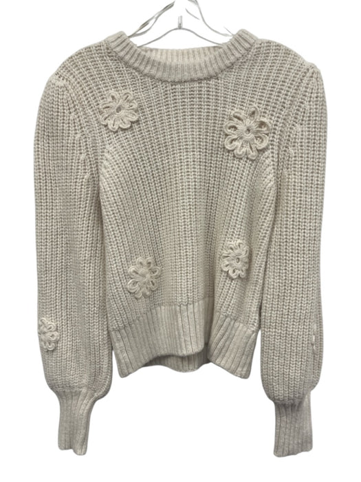 Rails Size Small White Cotton Long Sleeve Floral Crochet Knit Chunky Sweater White / Small