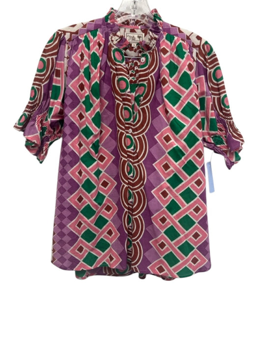 Mille Resort & Travel Size S/M Purple, Pink, Green Cotton Mixed Print Short Set Purple, Pink, Green / S/M