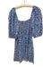 Tuckernuck Size Small Blue & White Linen Blend Short Puff Sleeve Floral Dress Blue & White / Small