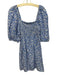 Tuckernuck Size Small Blue & White Linen Blend Short Puff Sleeve Floral Dress Blue & White / Small